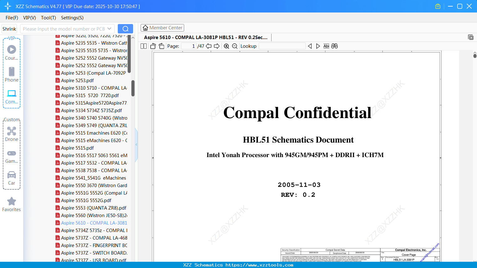 Laptop ACER Aspire 5610 - COMPAL LA-3081P HBL51 - REV 0.2Sec